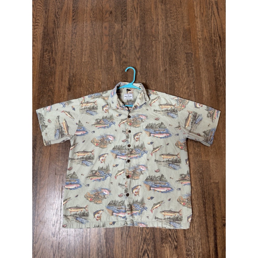 David Carey Originals Mens XL Fishing Shirt Short Sleeve Button Down Trout